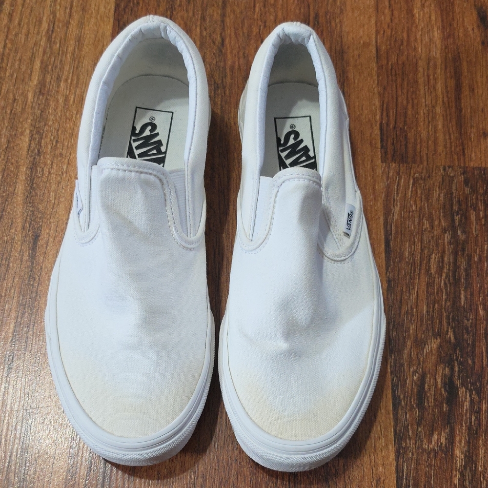 Vans Classic Slip-On Canvas Sneakers in White